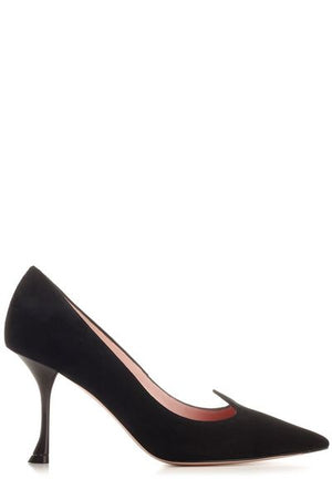 Đôi giày cao gót da lộn màu đen sang trọng với chi tiết lòng thú - Cỡ 8.5 cho phụ nữ