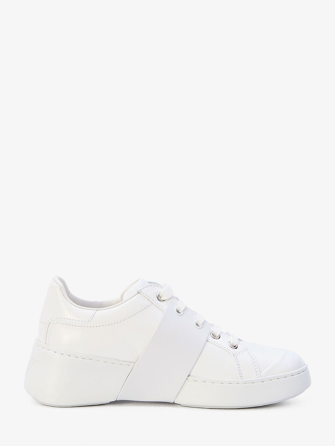 ROGER VIVIER White Leather Sneakers with Square Metal Buckle for Women