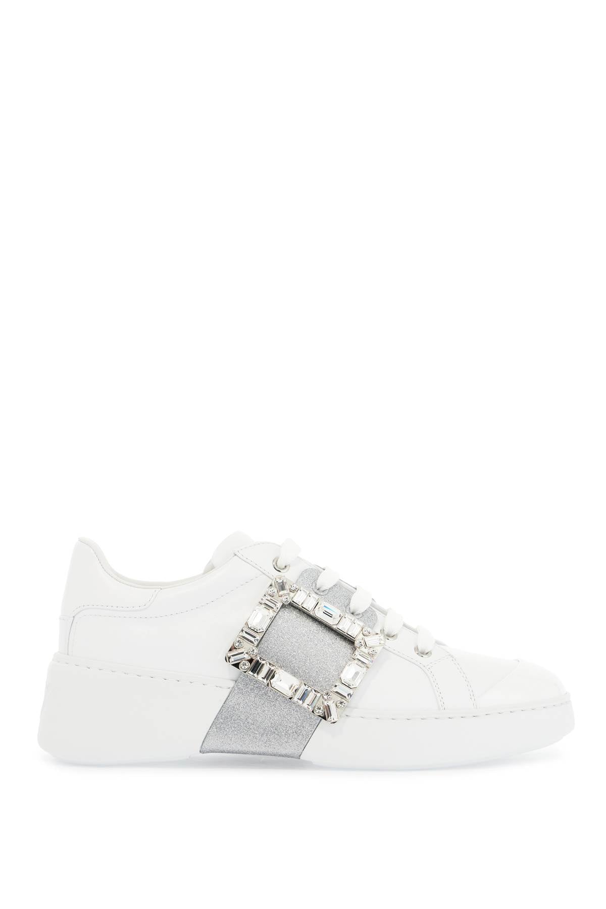 ROGER VIVIER Viv Skate Sneaker with Rhinestone Buckles