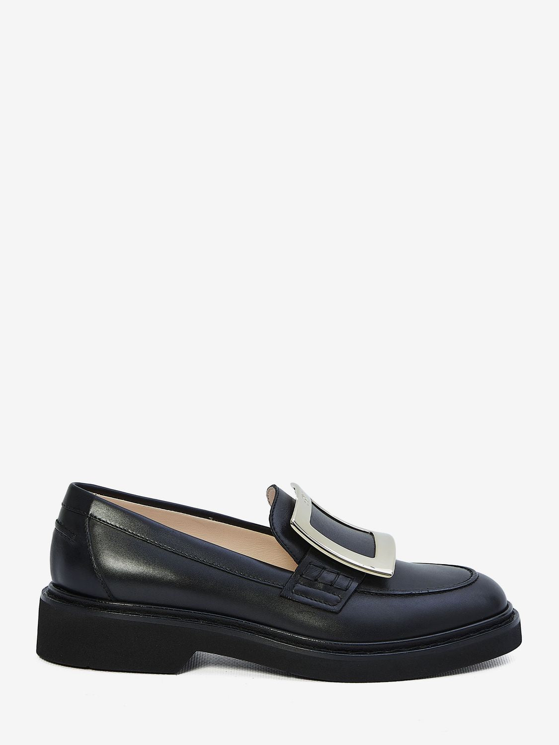 ROGER VIVIER Elegant Mini Buckle Leather Loafers - Heel 3.5cm