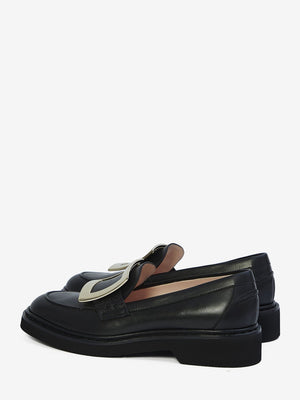 ROGER VIVIER Elegant Mini Buckle Leather Loafers - Heel 3.5cm