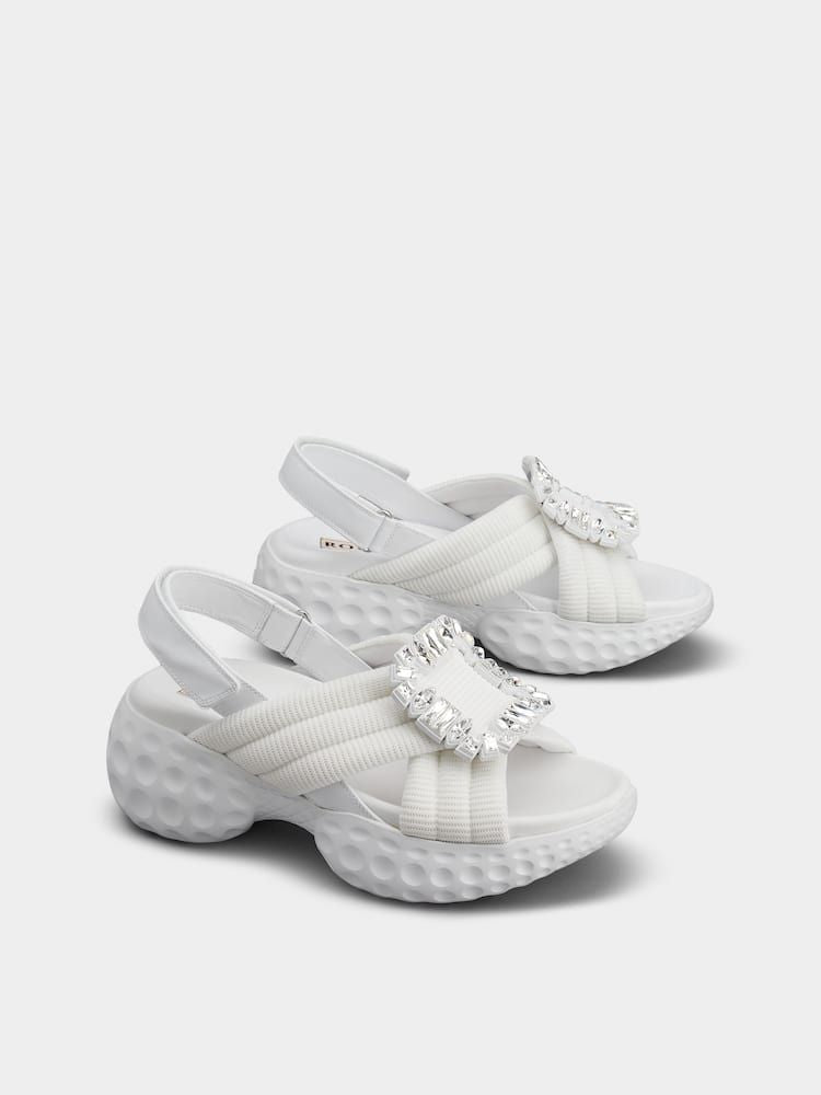ROGER VIVIER White Technical Fabric and Leather Sandals for Women from SS24 Collection