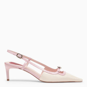 ROGER VIVIER Ivory and Pink Leather Slingback Pumps for Women