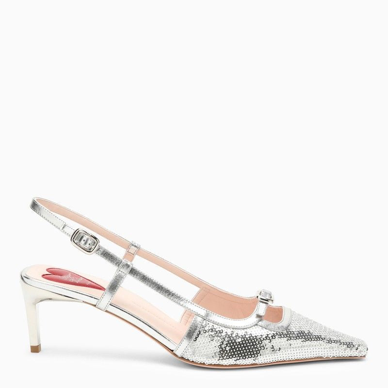 ROGER VIVIER Sparkle and Shine in These Silver Sequin Pointed-toe Pumps