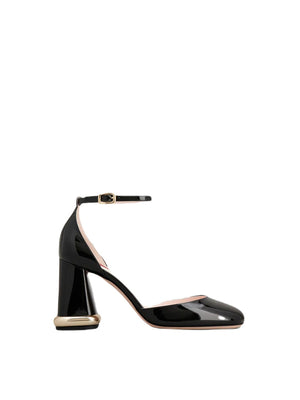 ROGER VIVIER Elegant Black Patent Leather Ankle Strap Pumps