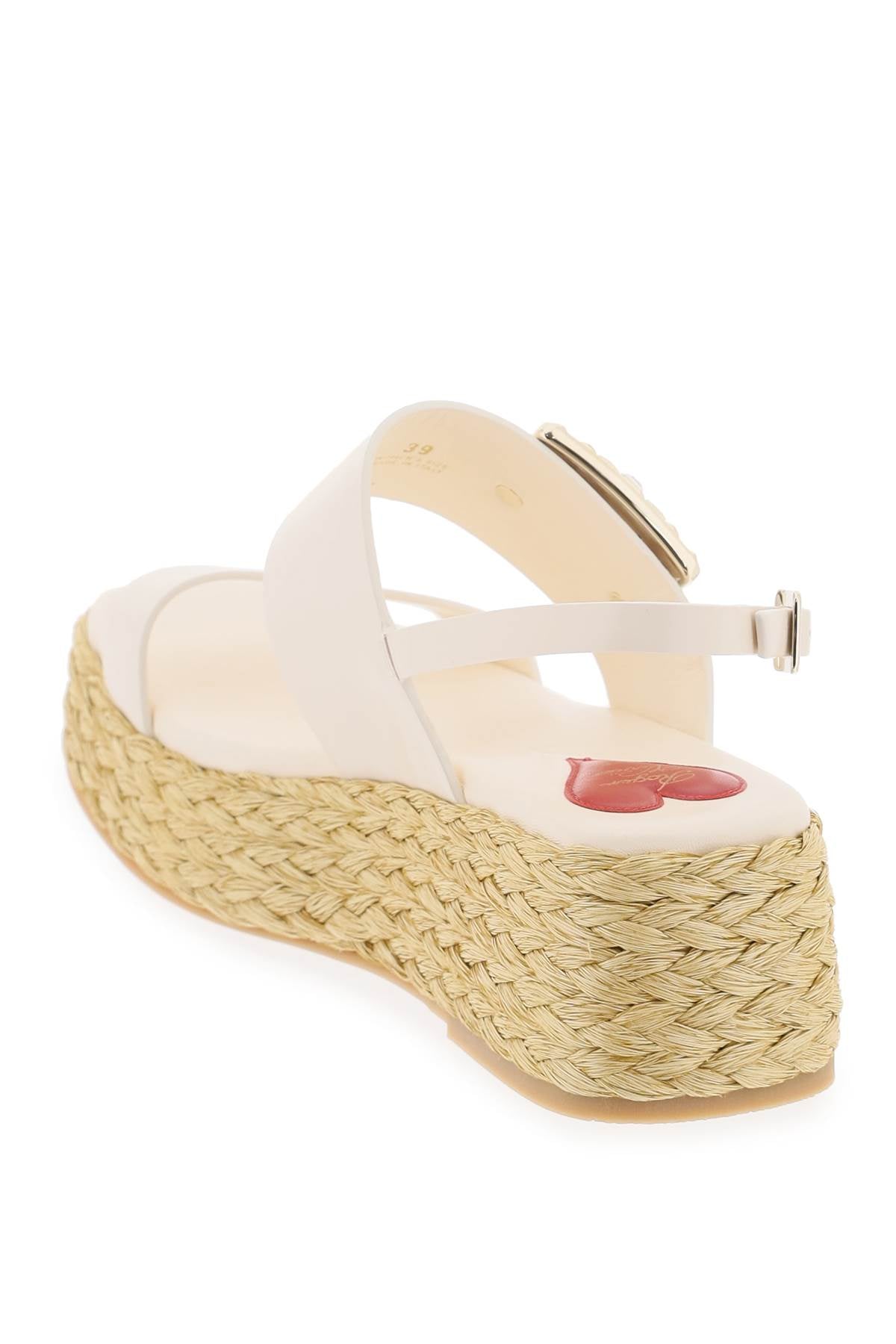 ROGER VIVIER Crystal Buckle Espadrille Sandals - White