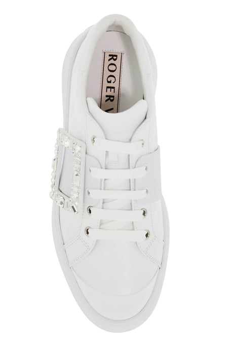 ROGER VIVIER Crystal Buckle Leather Sneakers