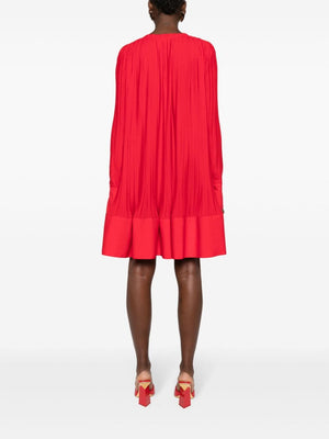 LANVIN Red Pleated Mini Dress in Crepe Material - SS24 Collection