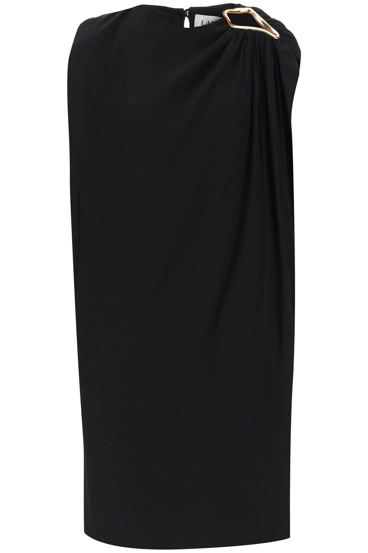 LANVIN Chic Black Draped Midi Dress for Women