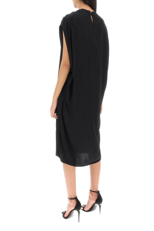 LANVIN Chic Black Draped Midi Dress for Women