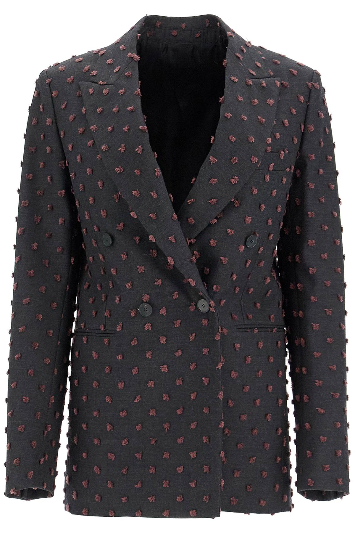 LANVIN Double-Breasted Wool Blazer with Contrast Pattern