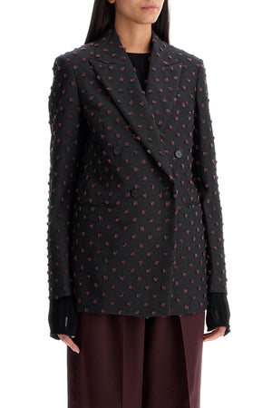 LANVIN Double-Breasted Wool Blazer with Contrast Pattern