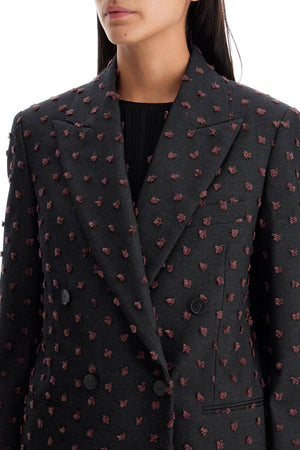 LANVIN Double-Breasted Wool Blazer with Contrast Pattern