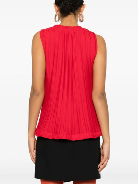 LANVIN Draped Pleated Top in Radiant Red
