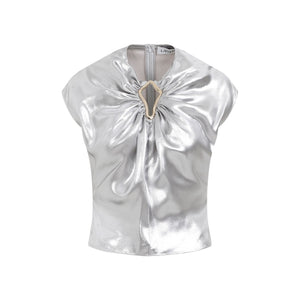 LANVIN Draped Summer Top in Metallic for Women - SS24