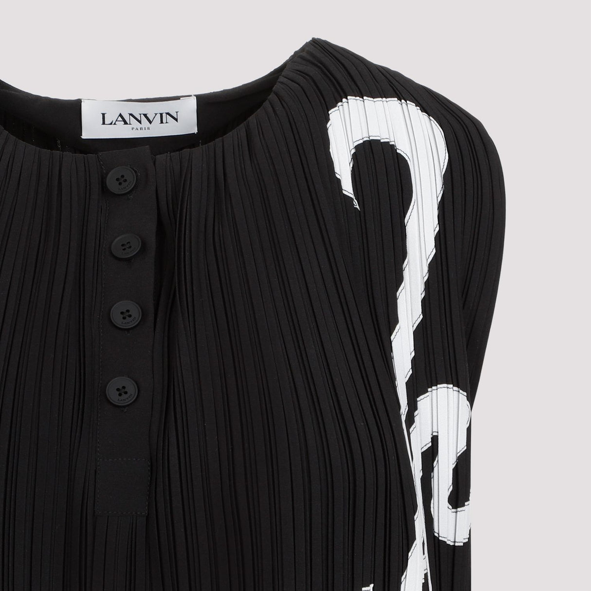 LANVIN Sleeveless Pleated Top for Women in Black - SS24