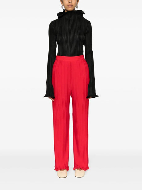 LANVIN Red Polyester Casual Pants for Women - SS24 Season