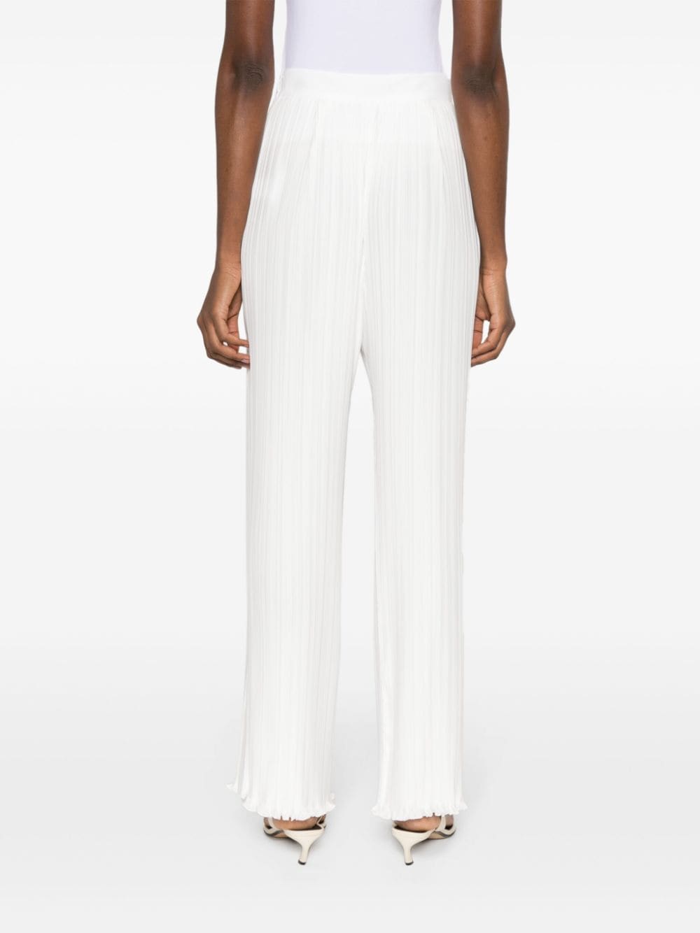 LANVIN Plissé Wide Leg Trousers - Mid Rise Fit