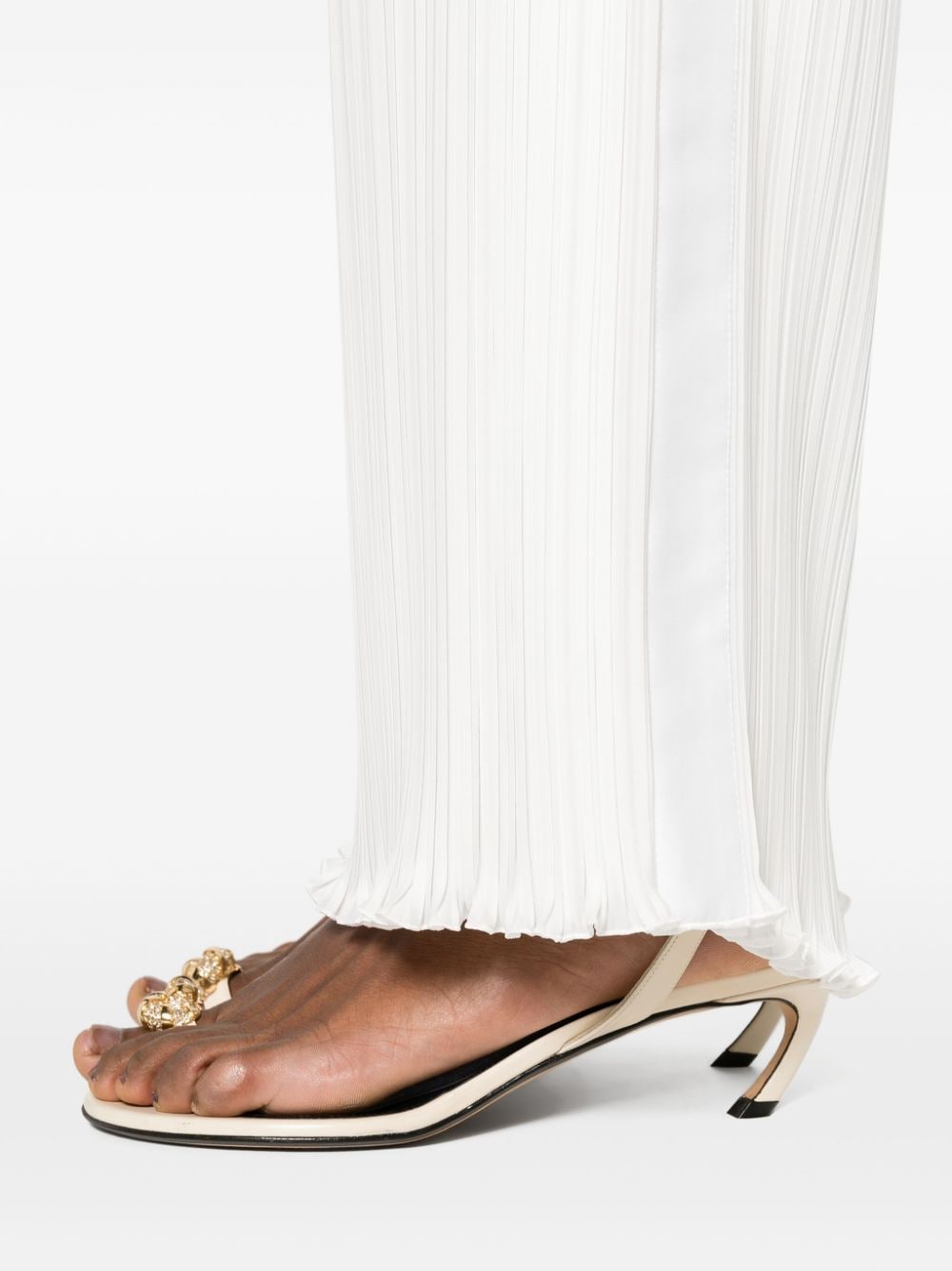 LANVIN Pleated Wide Leg Trousers in Off-White for Women - SS24 Collection