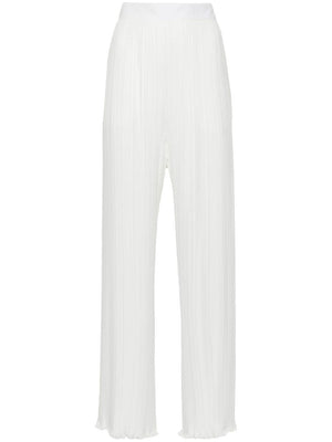 LANVIN Plissé Wide Leg Trousers - Mid Rise Fit