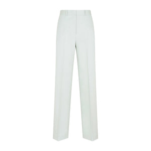 LANVIN Green Wide Leg Tailored Pants in 100% Virgin Wool for Women - SS23