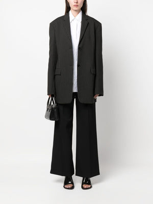 LANVIN Classic Black Wide-Leg Wool Trousers for Women