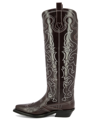 GANNI Purple Leather Cowboy Boots for Women, Fall/Winter 2024 Collection