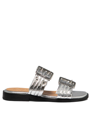 GANNI Stylish Women's Silver Sandals for 24FW Season