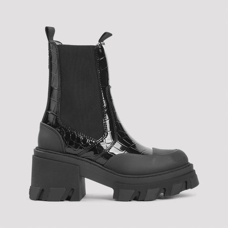 GANNI Eco-Friendly Mid-Calf Chelsea Boots with Cleated Soles