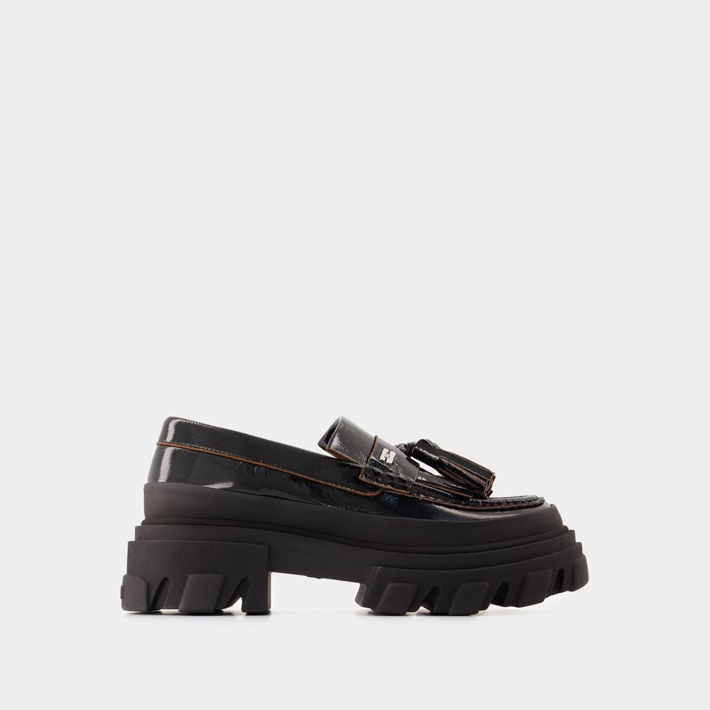 GANNI Eco-Friendly Leather Loafers with Fringe and Tassel Details