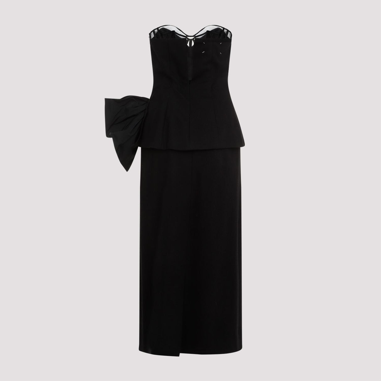 MAISON MARGIELA Sleek and Sophisticated Black Wool Midi Dress for Women - SS24