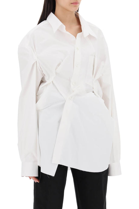 MAISON MARGIELA White Oversized Draped Shirt with Twisted Hem for Women