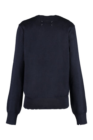 MAISON MARGIELA Blue Wool Cardigan for FW23