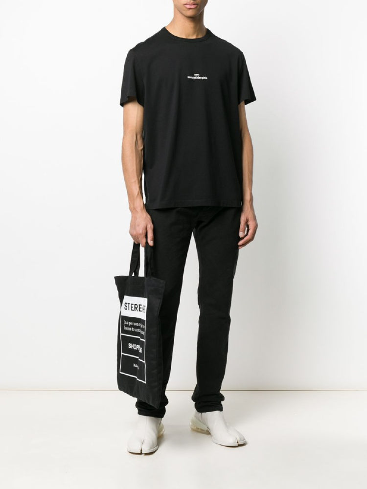 MAISON MARGIELA Embroidered Logo T-Shirt for Men in Black