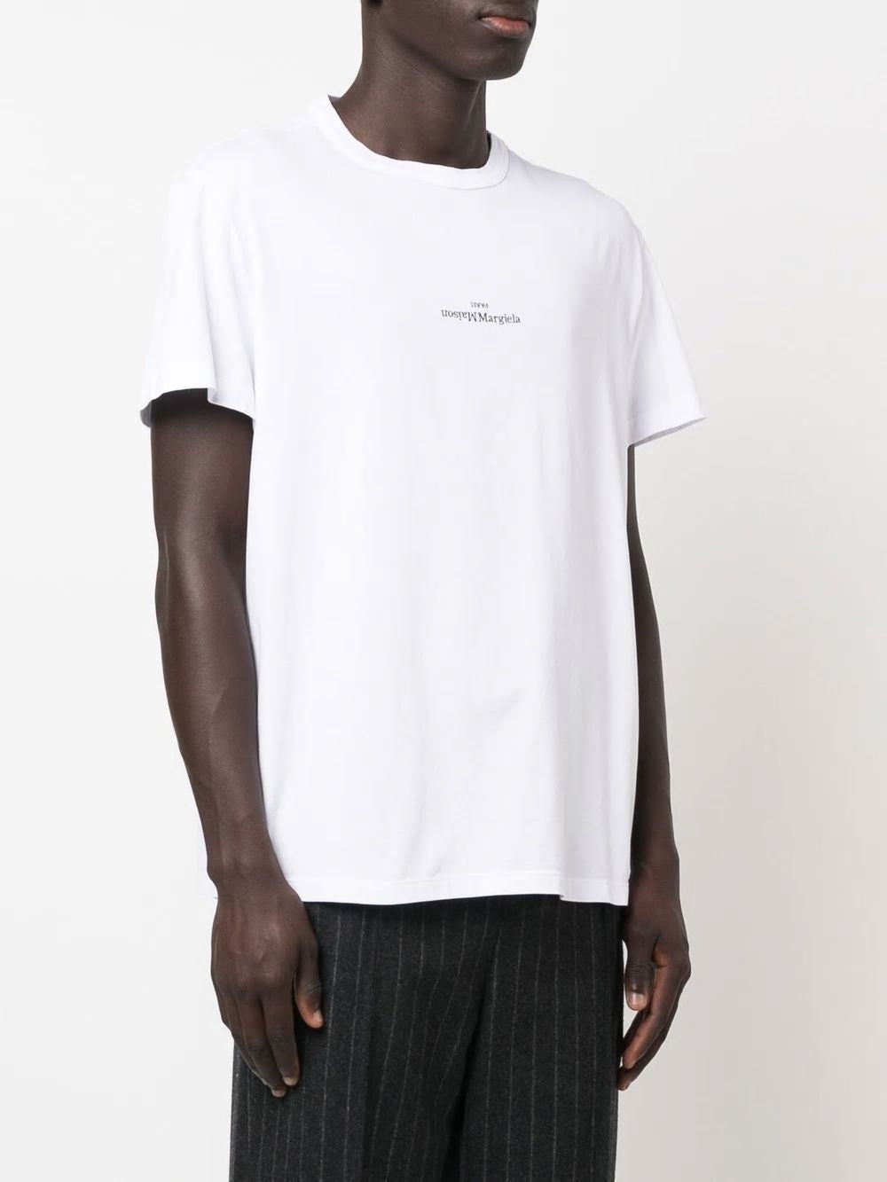 MAISON MARGIELA Embroidered Logo T-Shirt for Men in Black