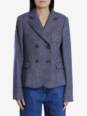 LOEWE Elegant Blue Herringbone Wool Jacket