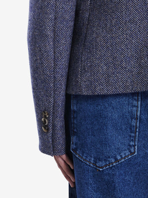 LOEWE Elegant Blue Herringbone Wool Jacket