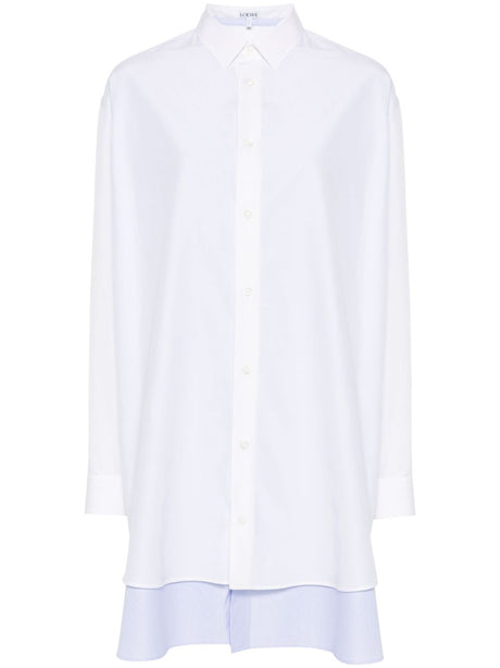 LOEWE Cotton-Silk Blend Mini Shirt Dress