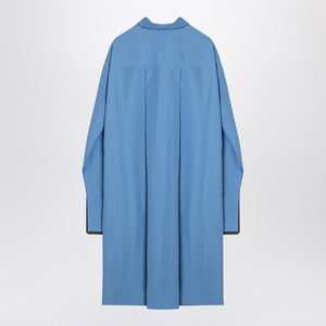 LOEWE Elegant Light Blue Cotton Asymmetrical Shirt Dress