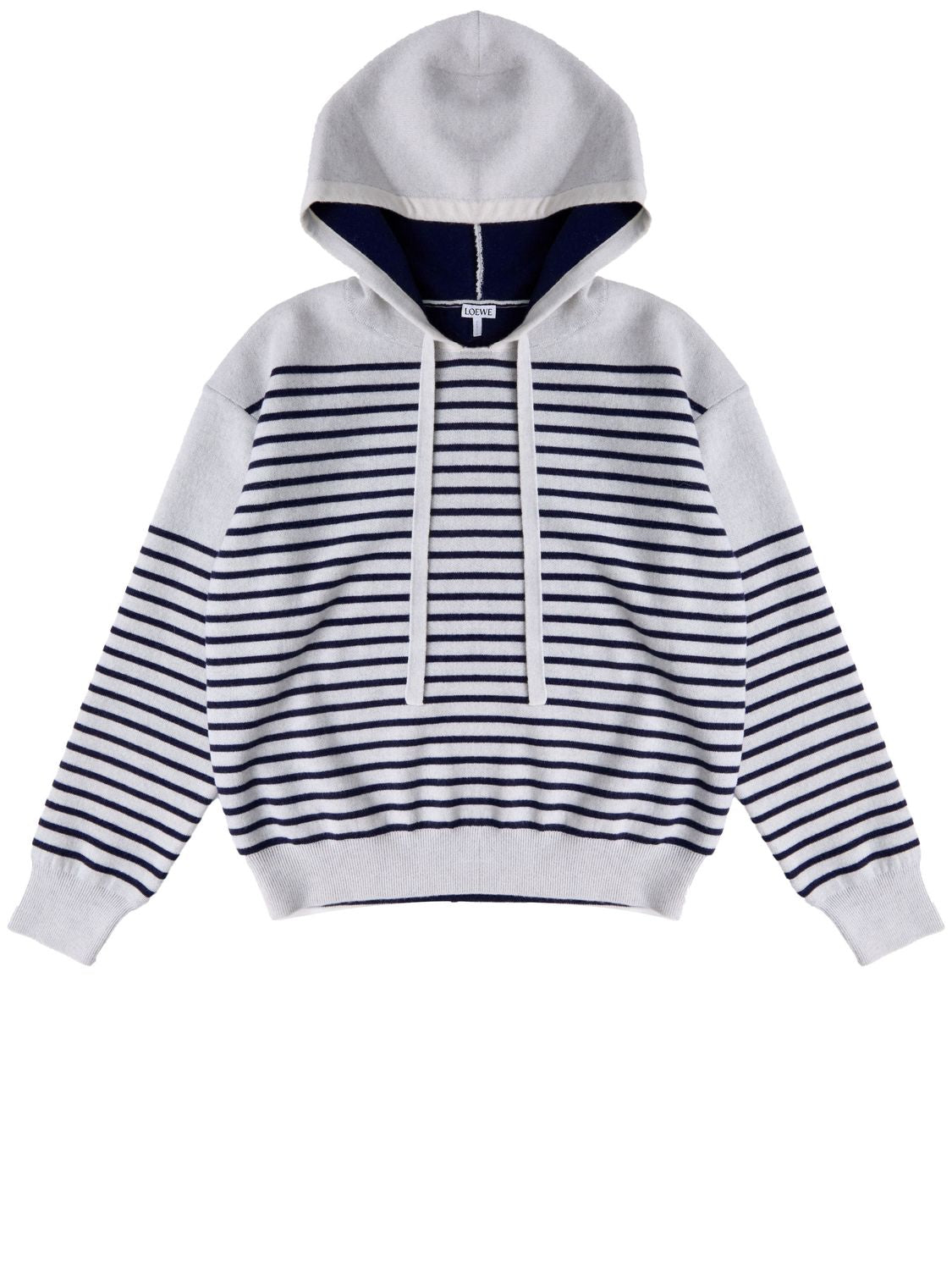 LOEWE Striped Wool Hoodie for Women - Grey and Navy Blue - SS24 Collection