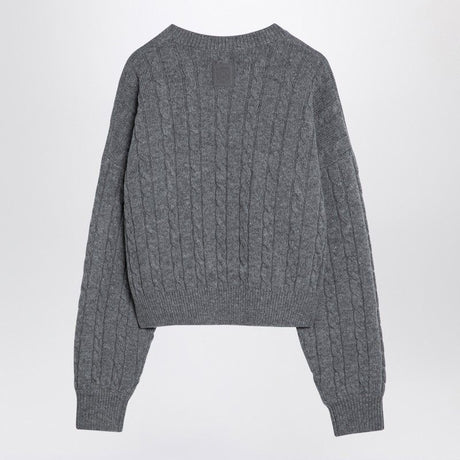 LOEWE Elegant Grey Cable-Knit Wool Sweater