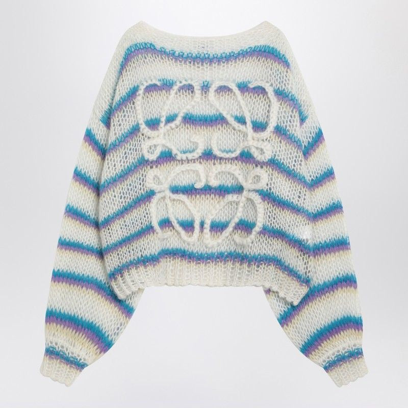 LOEWE Loose Fit Striped Knit Jumper with Anagram Logo