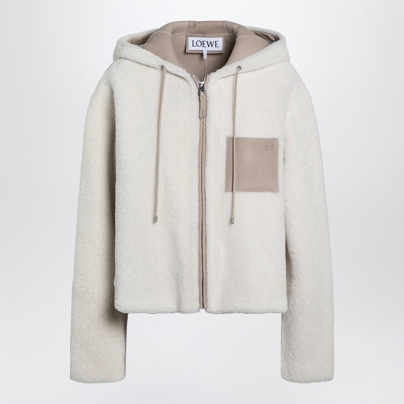 LOEWE Shearling Zip Sweatshirt with Drawstring Hood for Women