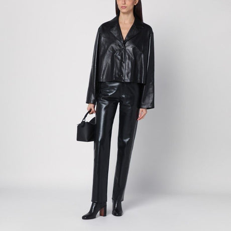 LOEWE Asymmetrical Black Leather Shirt