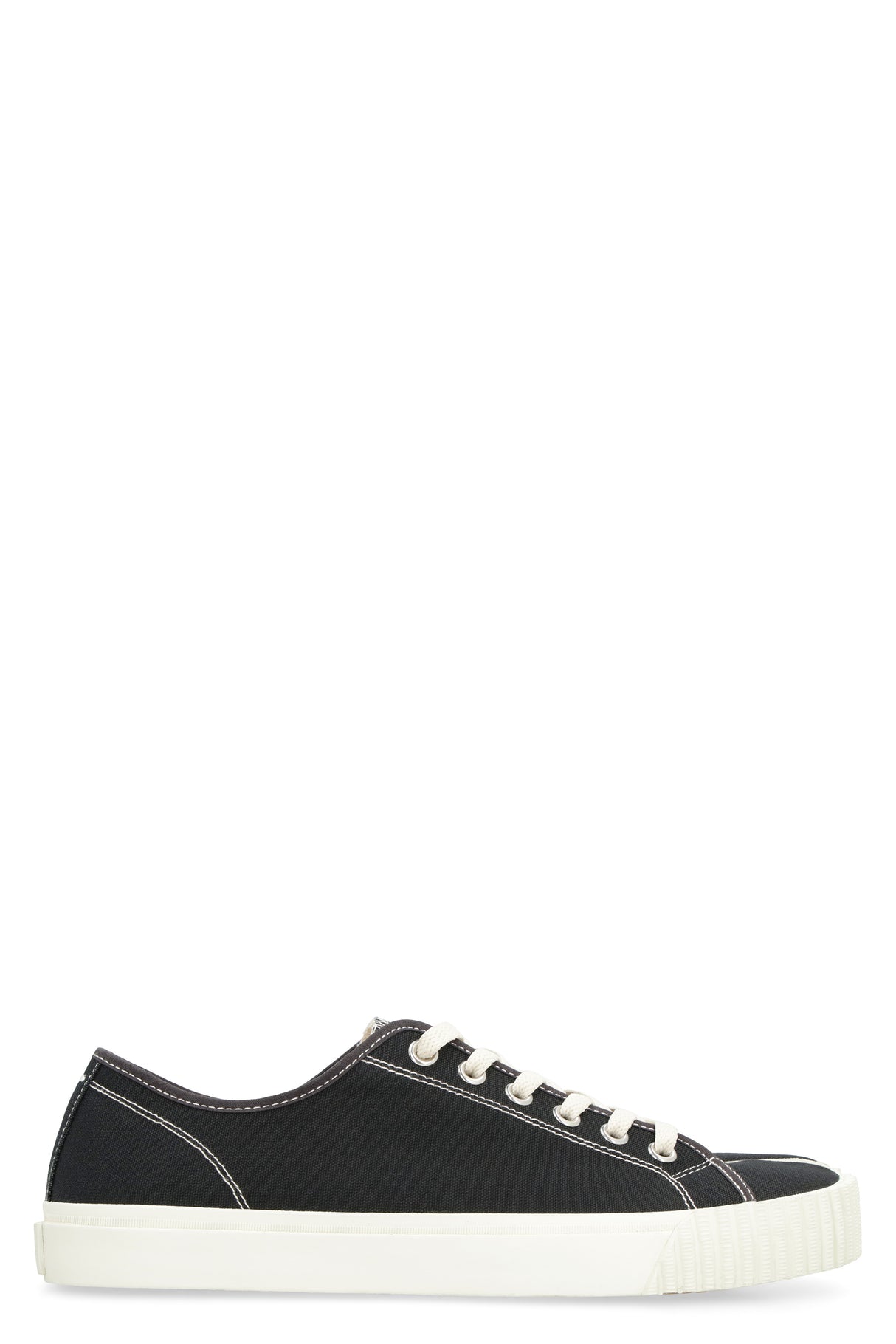 MAISON MARGIELA Black Canvas Sneakers for Men with Iconic Tabi Cleft Toe