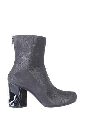 MAISON MARGIELA Elegant Crushed Heel Ankle Boots with Zip Closure - 8 cm Heel