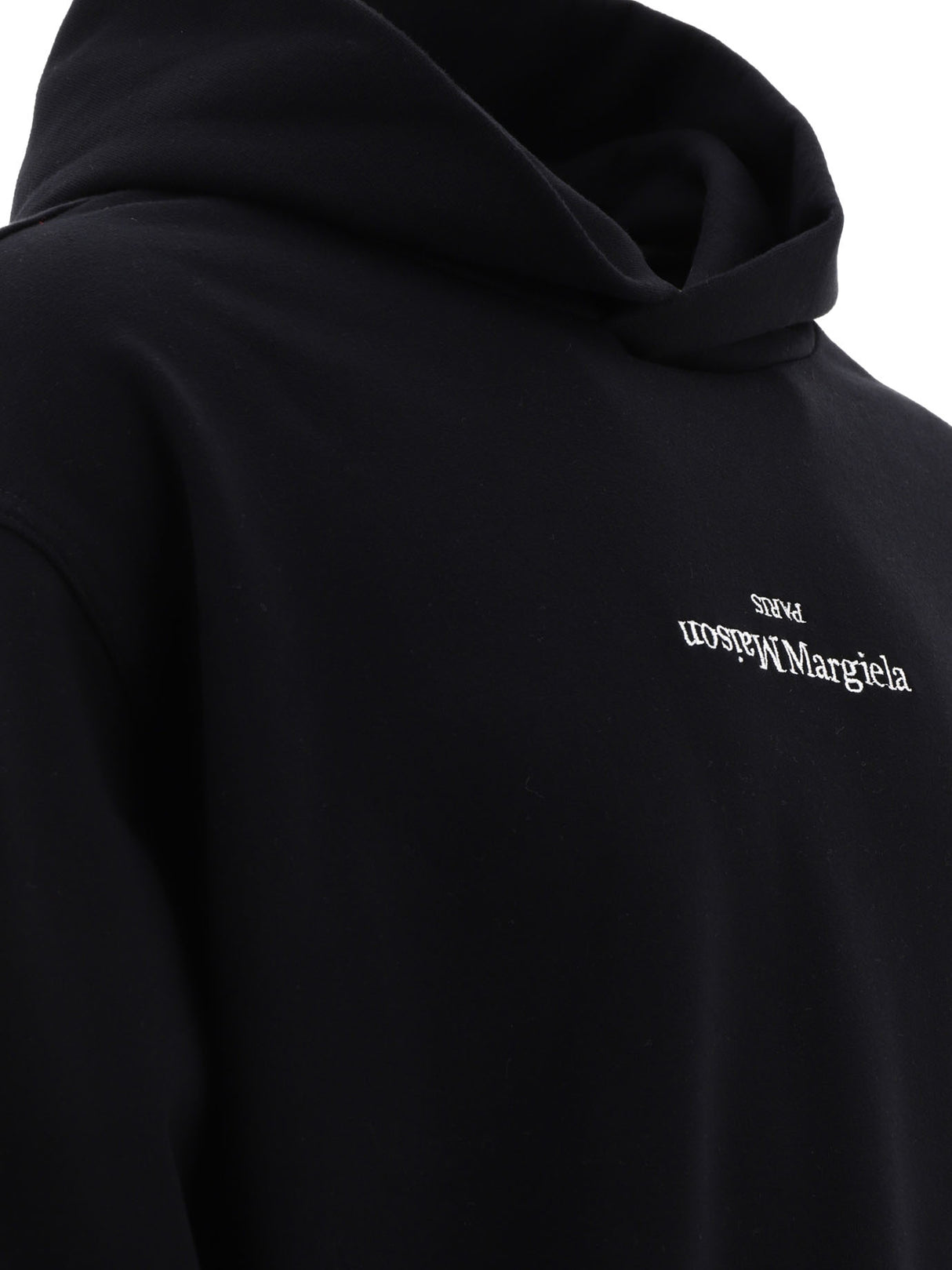 MAISON MARGIELA Reversed Logo Black Cotton Hoodie