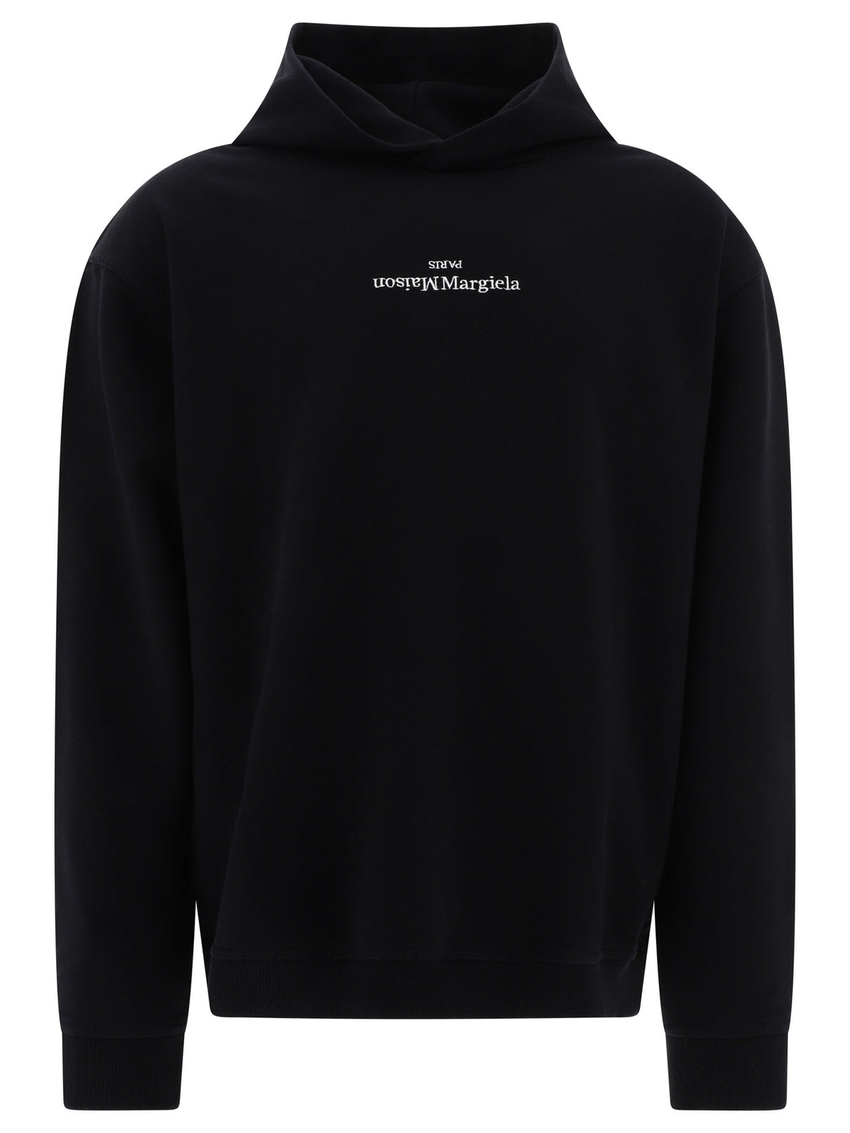 MAISON MARGIELA Reversed Logo Black Cotton Hoodie