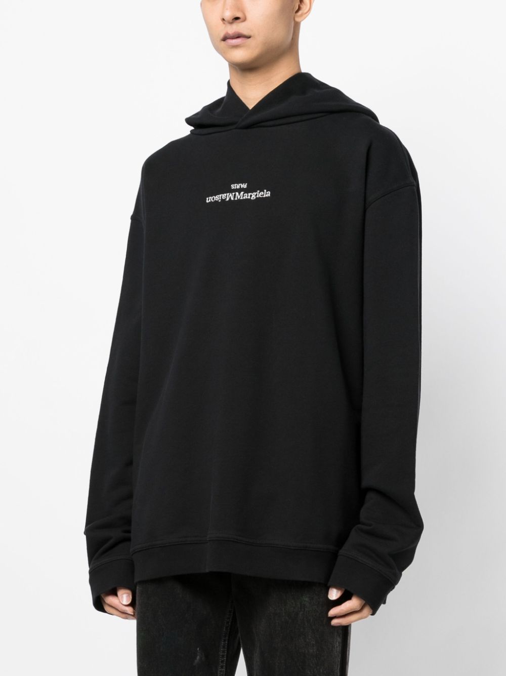 MAISON MARGIELA Reversed Logo Black Cotton Hoodie