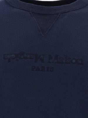 MAISON MARGIELA Navy Blue Embroidered Logo Cotton Sweatshirt for Men